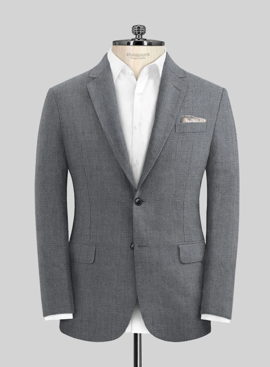 Italian Khyber Gray Blue Linen Suit - Image 4