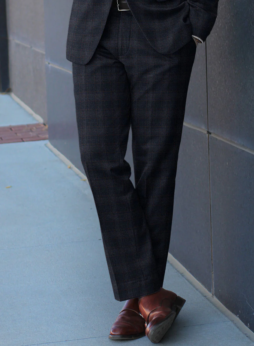 Italian Lark Blue Checks Flannel Suit - Image 5
