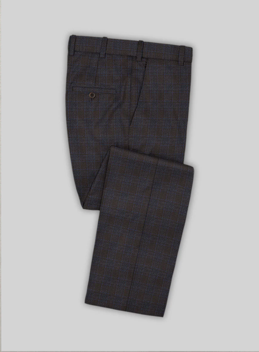 Italian Lark Brown Checks Flannel Suit - Image 5