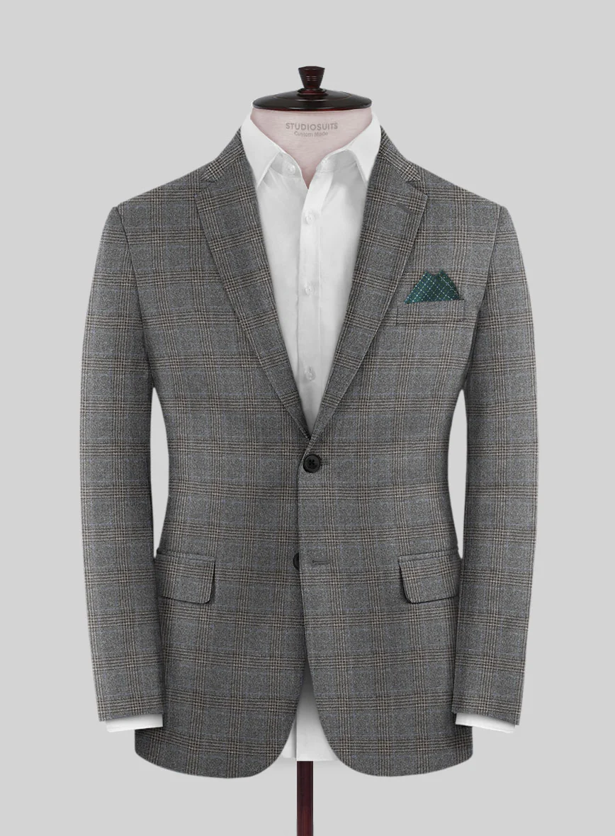 Italian Lark Gray Checks Flannel Suit - Image 3