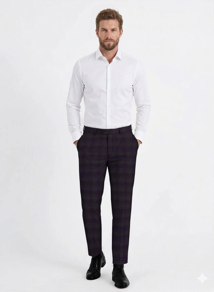 Italian Lark Purple Checks Flannel Pants - Image 3