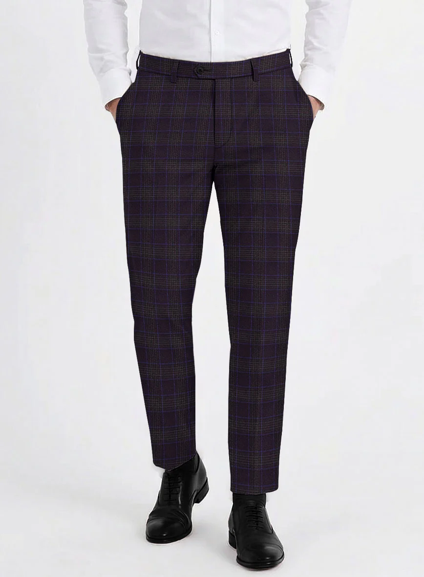 Italian Lark Purple Checks Flannel Suit - Image 5