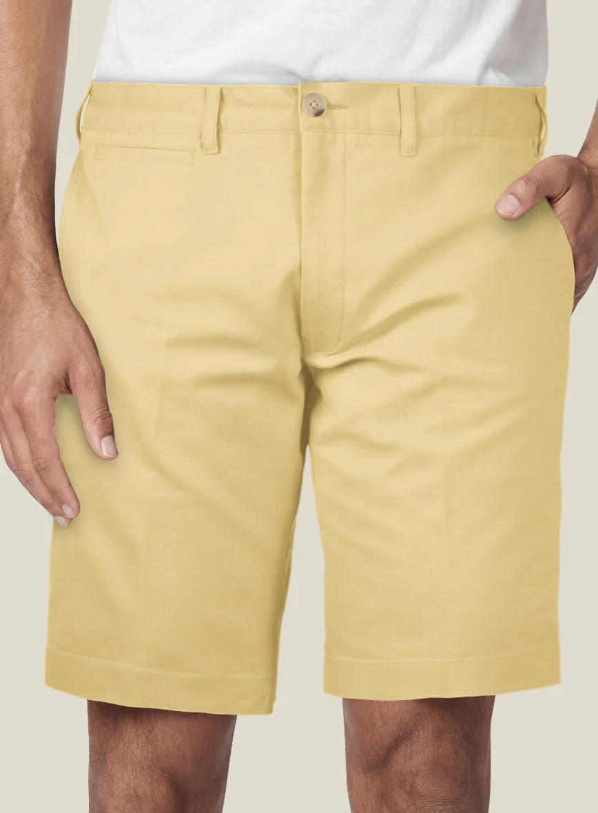 Italian Latte Beige Cotton Stretch Shorts - Image 3
