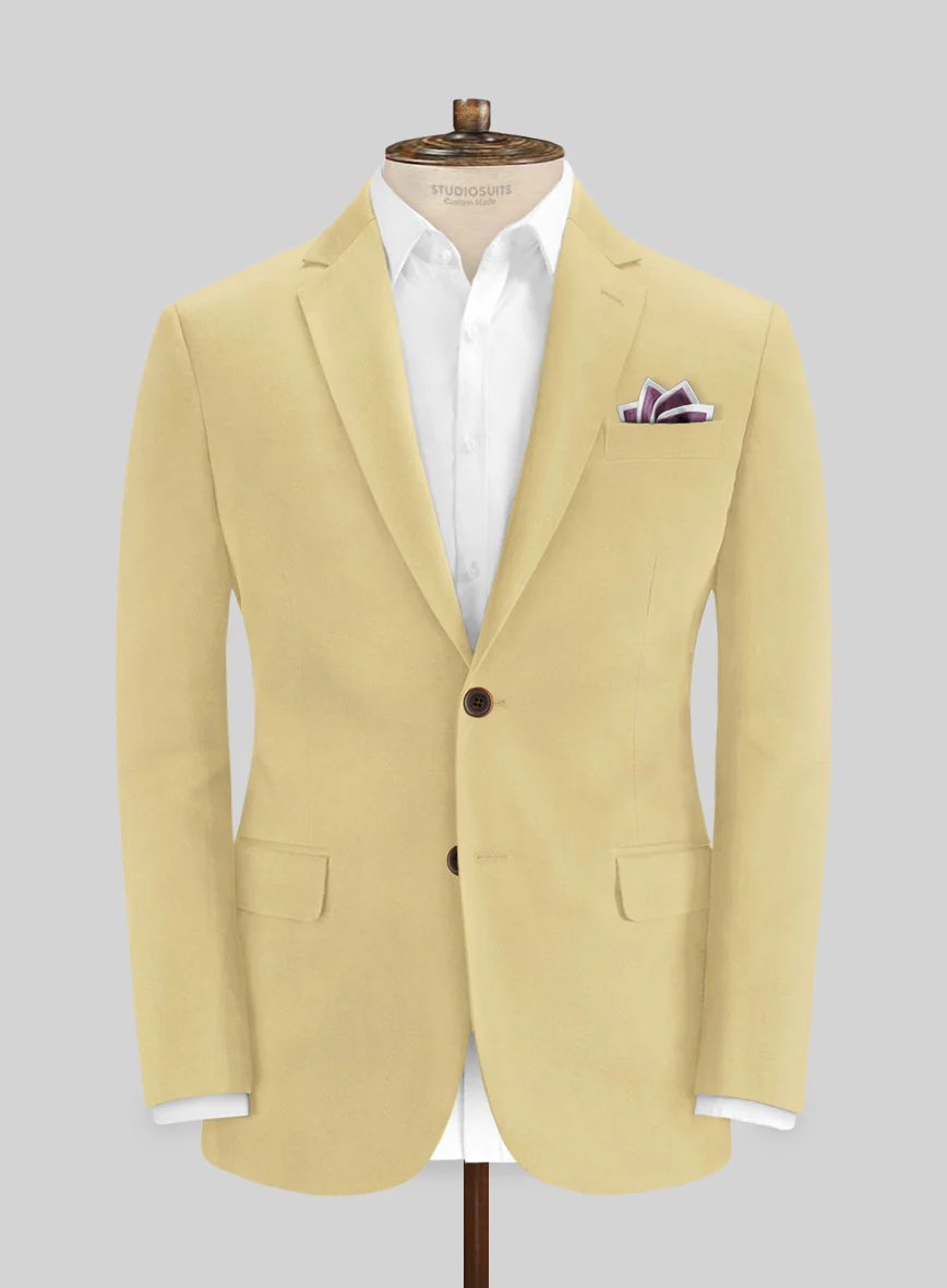 Italian Latte Beige Cotton Stretch Suit - Image 3