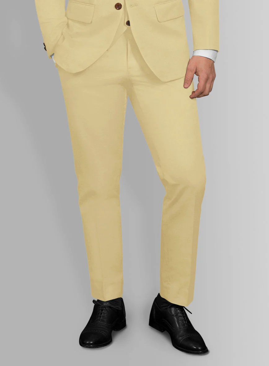 Italian Latte Beige Cotton Stretch Suit - Image 4