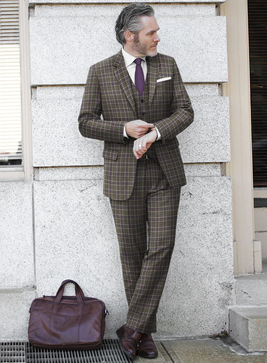 Italian Lendro Checks Wool Suit - Image 2
