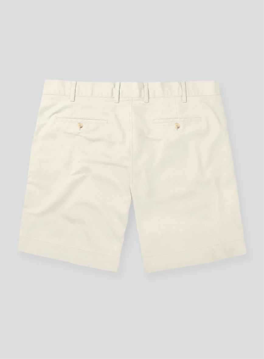 Italian Light Beige Cotton Stretch Shorts - Image 2