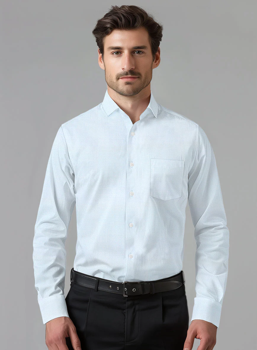 Italian Light Blue Sharkskin Shirt - Image 2