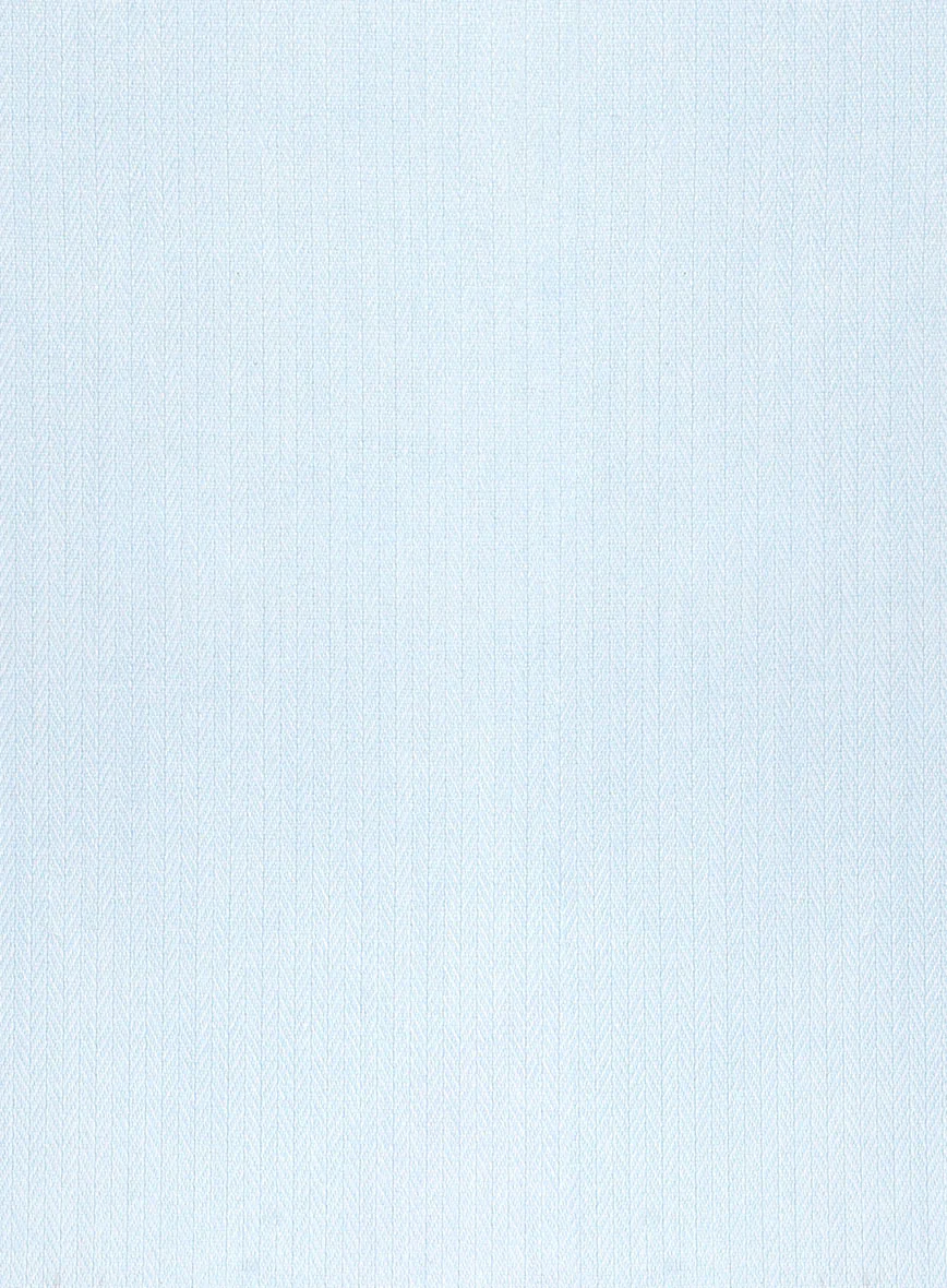 Italian Light Blue Slim Herringbone Shirt - Image 4