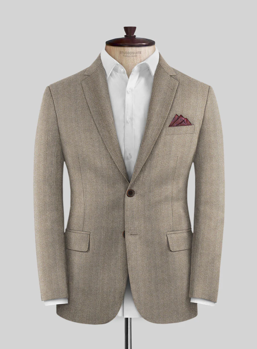 Italian Light Brown Herringbone Flannel Suit - Image 4