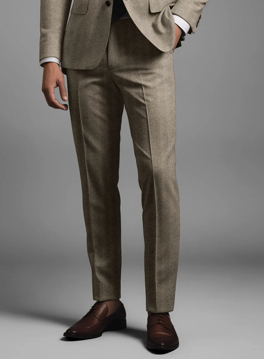 Italian Light Brown Herringbone Flannel Suit - Image 5