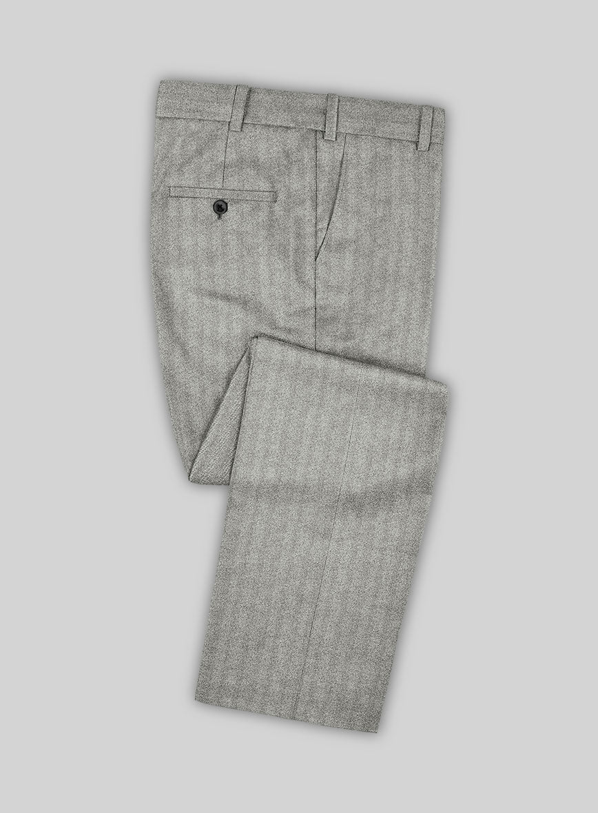 Italian Light Gray Herringbone Flannel Suit - Image 5