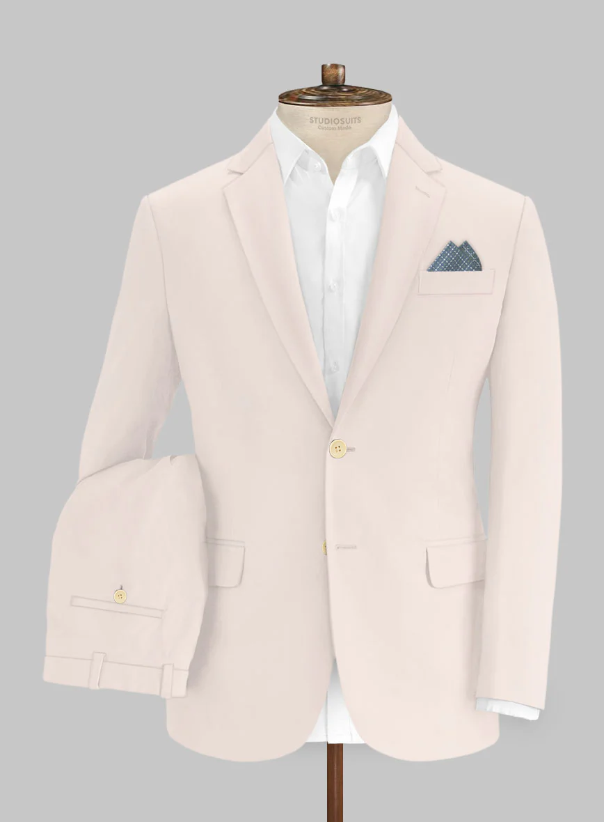 Italian Light Pink Cotton Stretch Suit