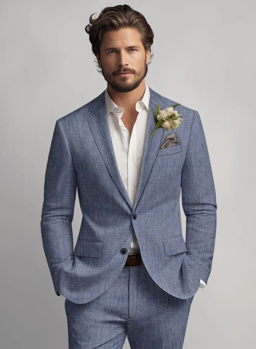 Italian Linen Artisanal Light Blue Jacket - Image 2