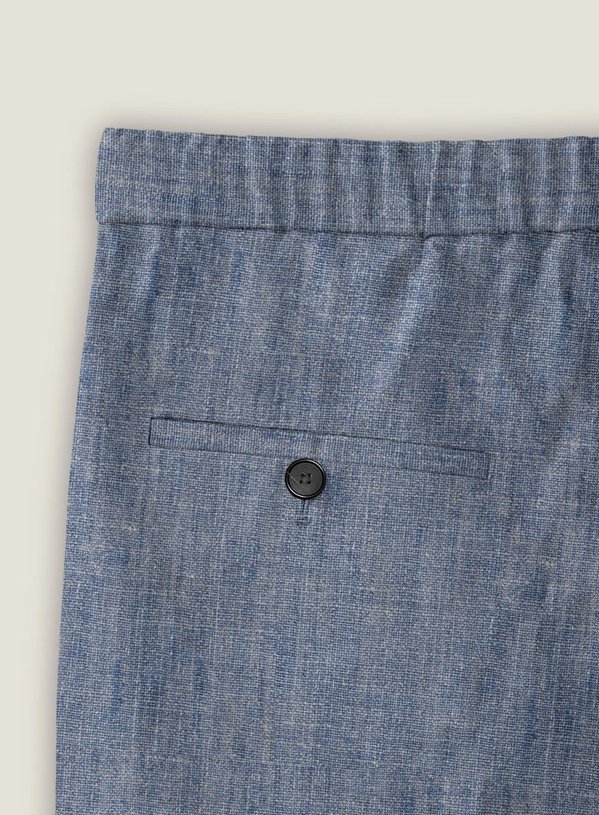 Italian Linen Artisanal Light Blue Shorts - Image 4