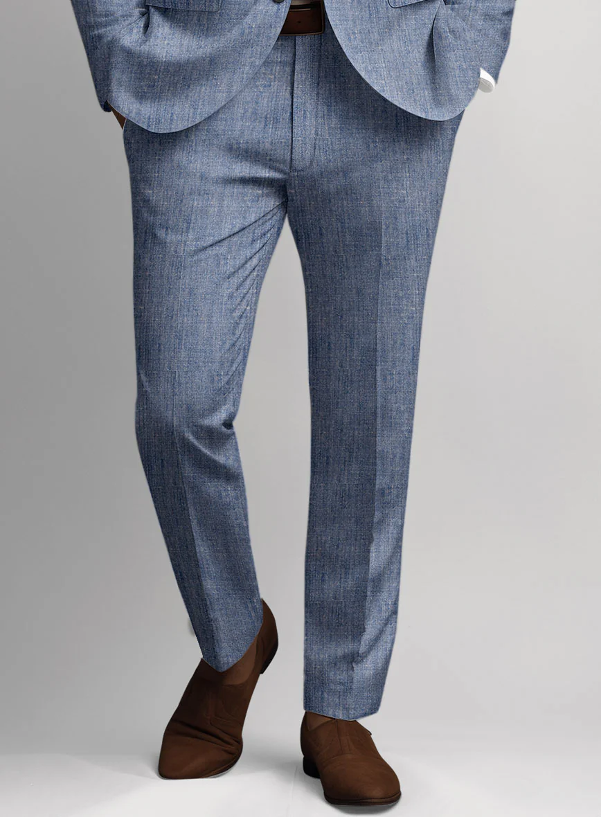 Italian Linen Artisanal Light Blue Suit - Image 6