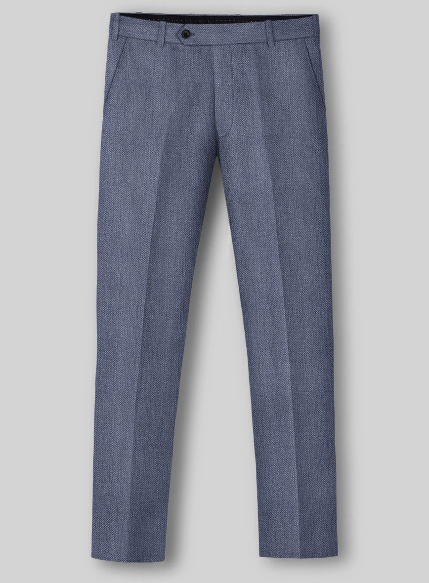 Italian Linen Azurio Herringbone Pants - Image 2