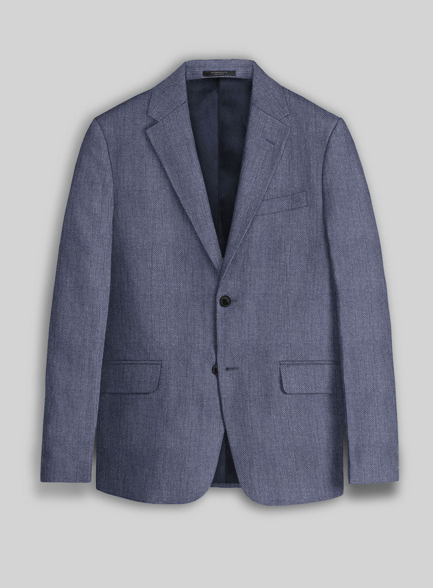 Italian Linen Azurio Herringbone Suit - Image 2