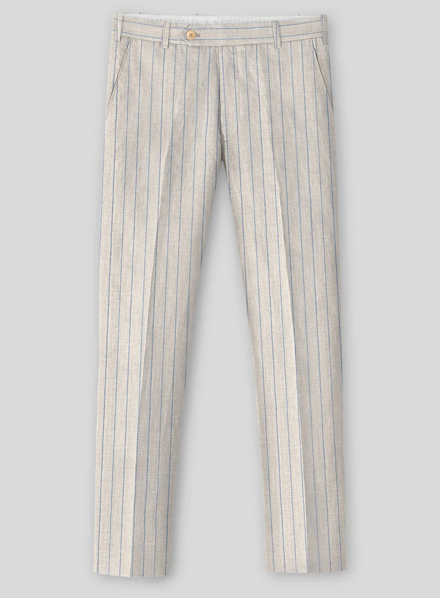 Italian Linen Belvano Stripe Pants - Image 2