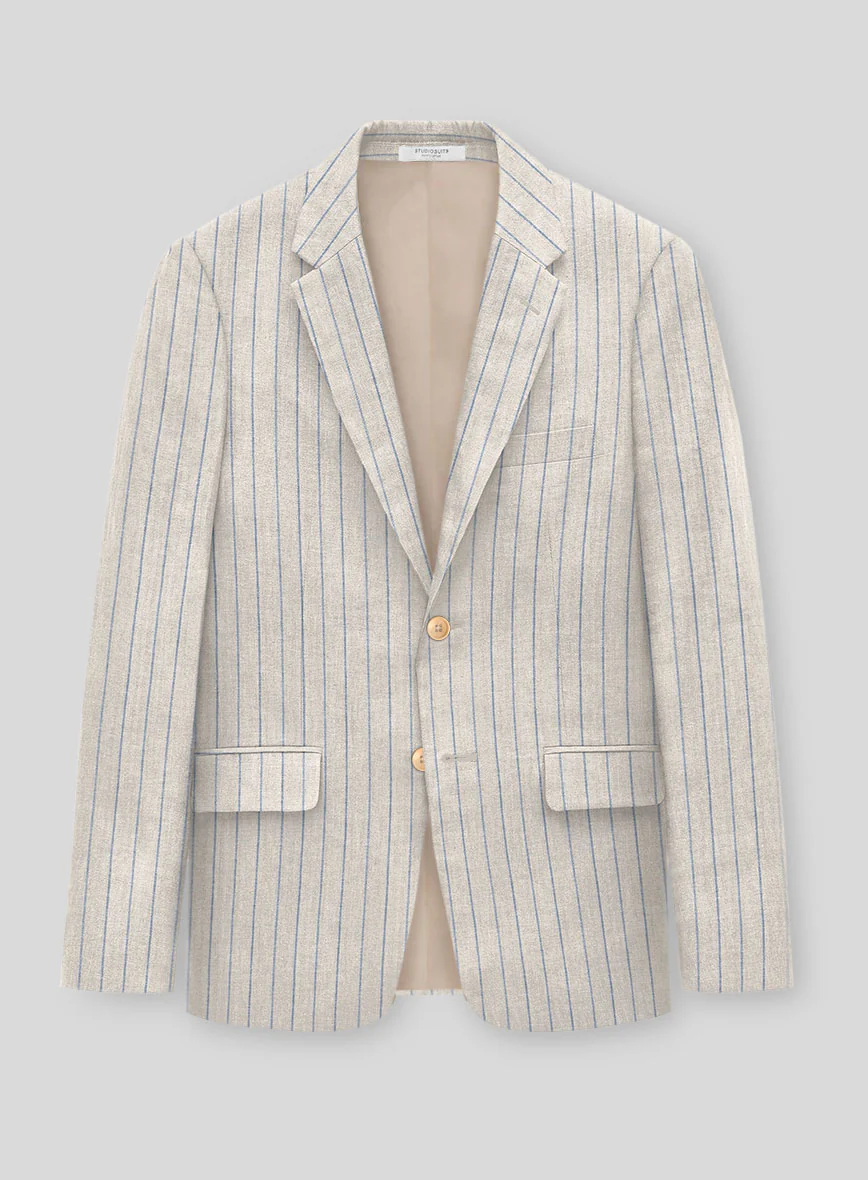 Italian Linen Belvano Stripe Suit - Image 2