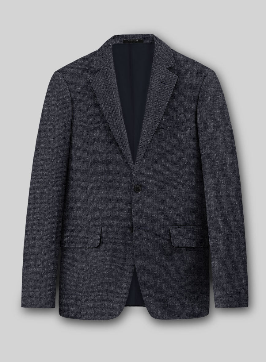 Italian Linen Blucratto Herringbone Suit - Image 2