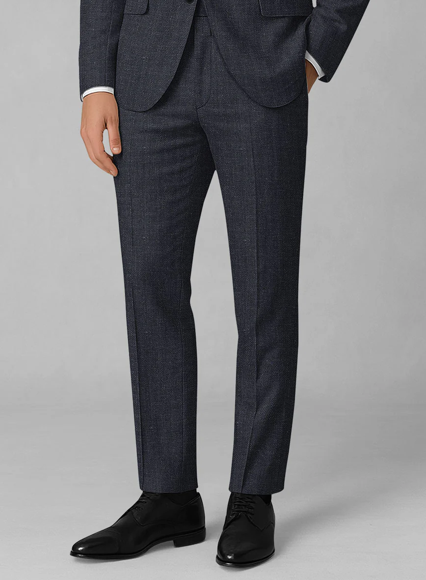 Italian Linen Blucratto Herringbone Suit - Image 5