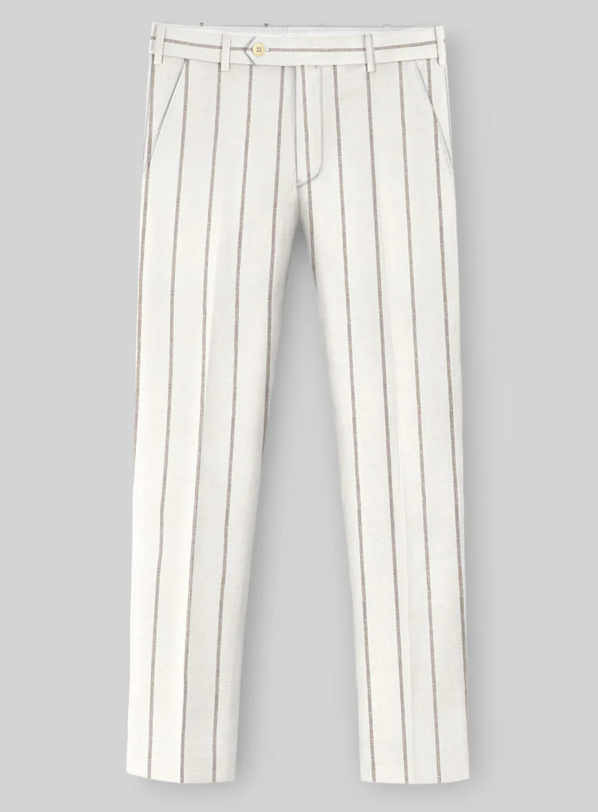 Italian Linen Castoro Stripe Pants - Image 2