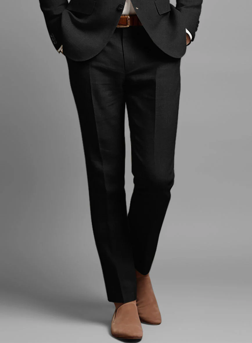 Italian Linen Cavalry Black Pants - Image 2