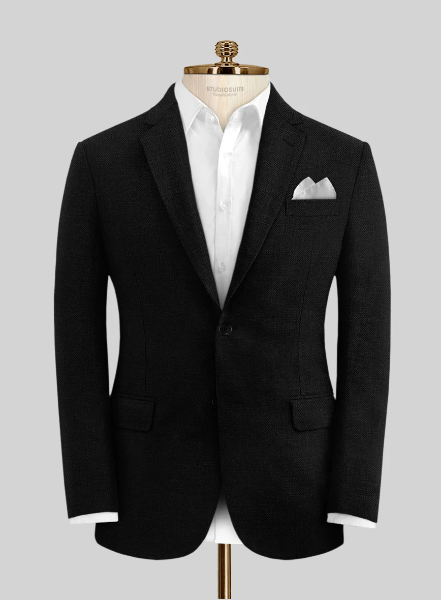 Italian Linen Cavalry Black Suit - Image 3
