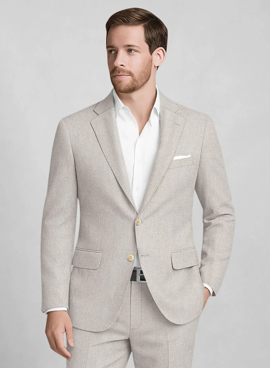 Italian Linen Cenaro Herringbone Jacket - Image 2