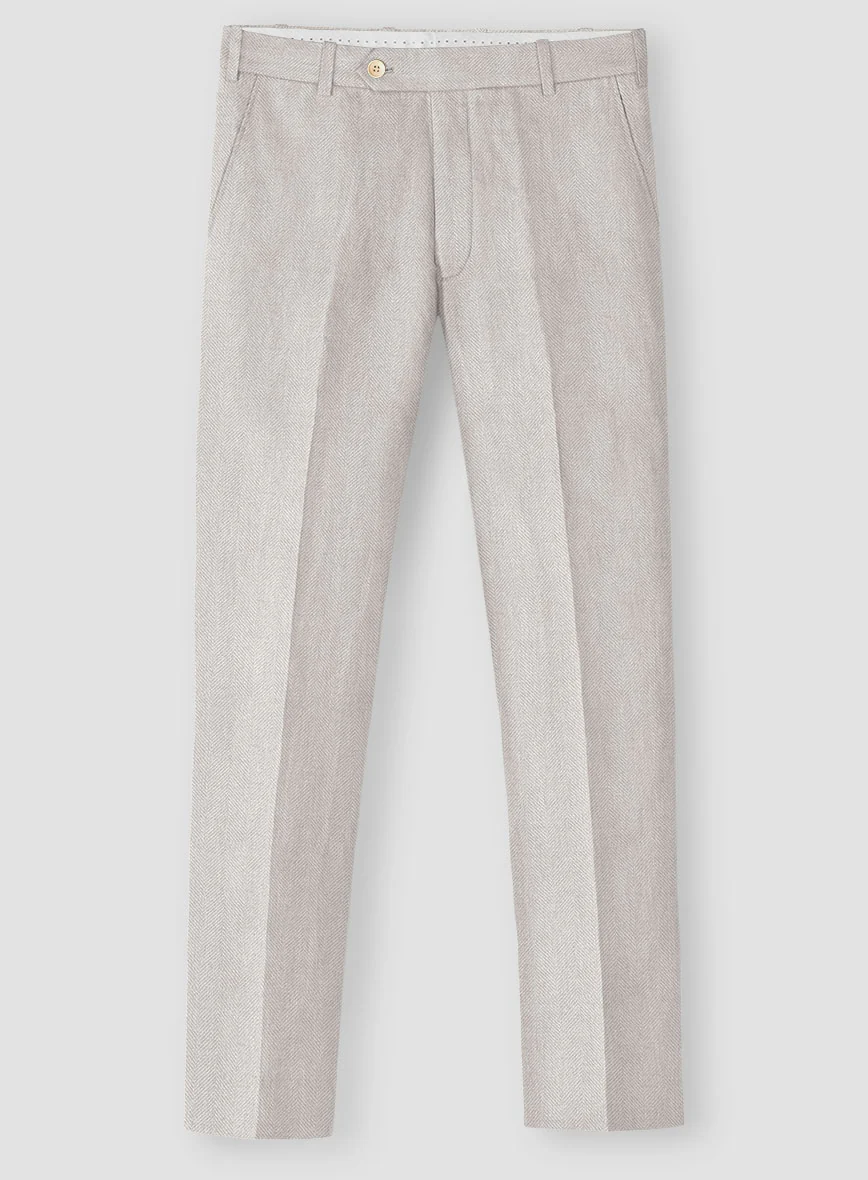 Italian Linen Cenaro Herringbone Pants - Image 2
