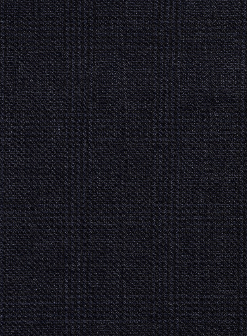 Italian Linen Dark Navy Glen Check Suit - Image 6