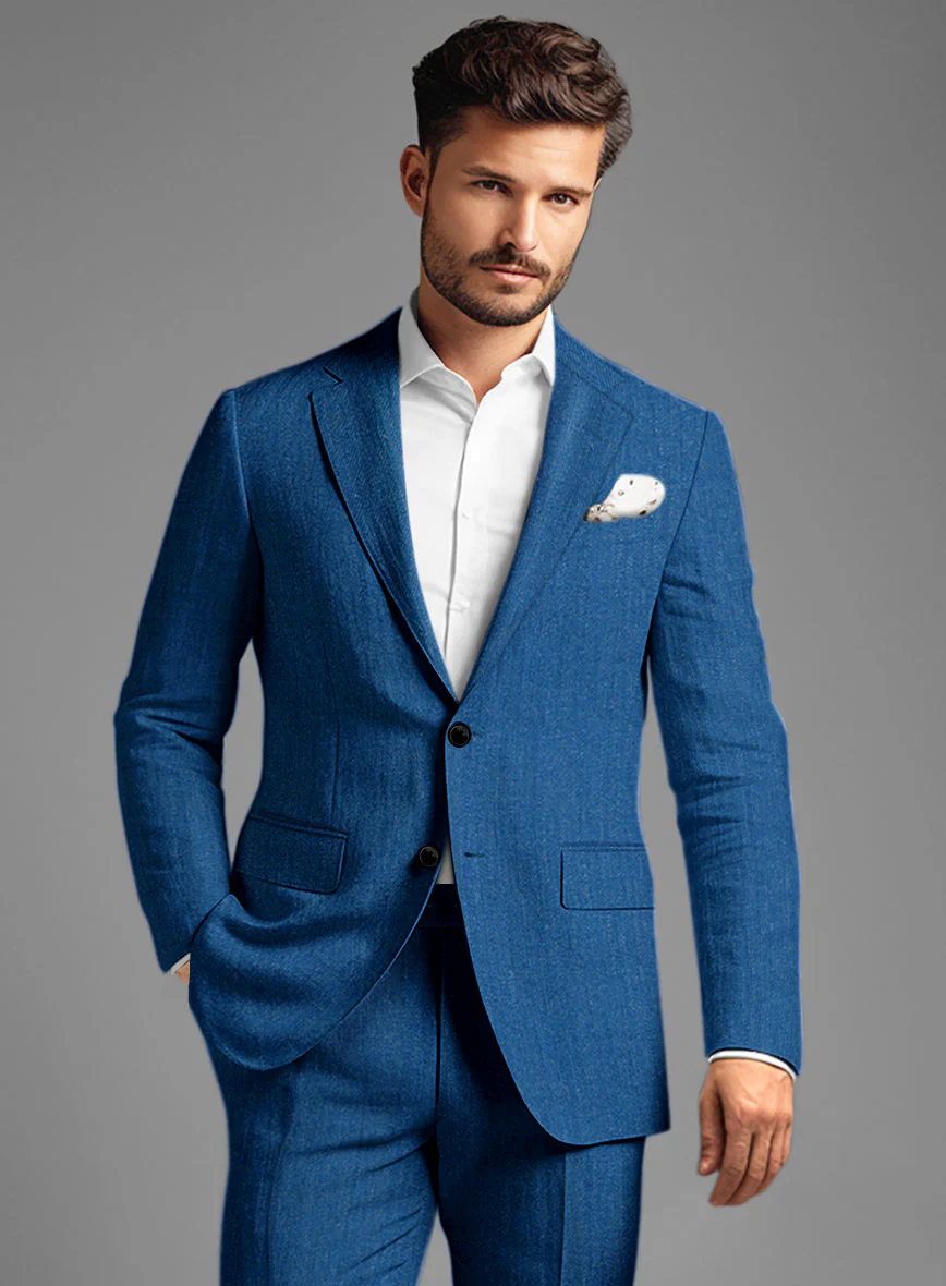 Italian Linen French Blue Suit - Image 4
