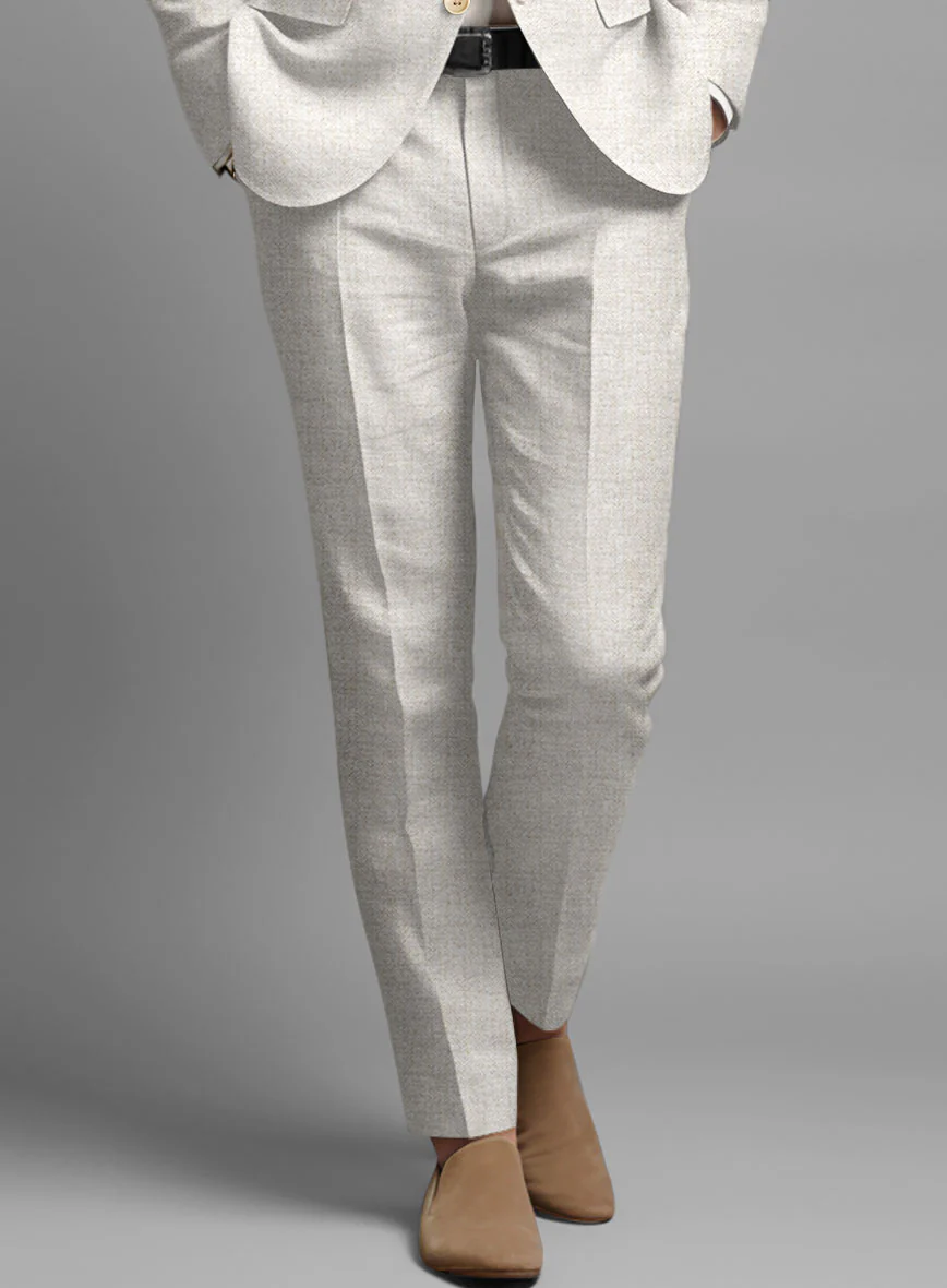 Italian Linen Herringbone Natural Beige Suit - Image 7