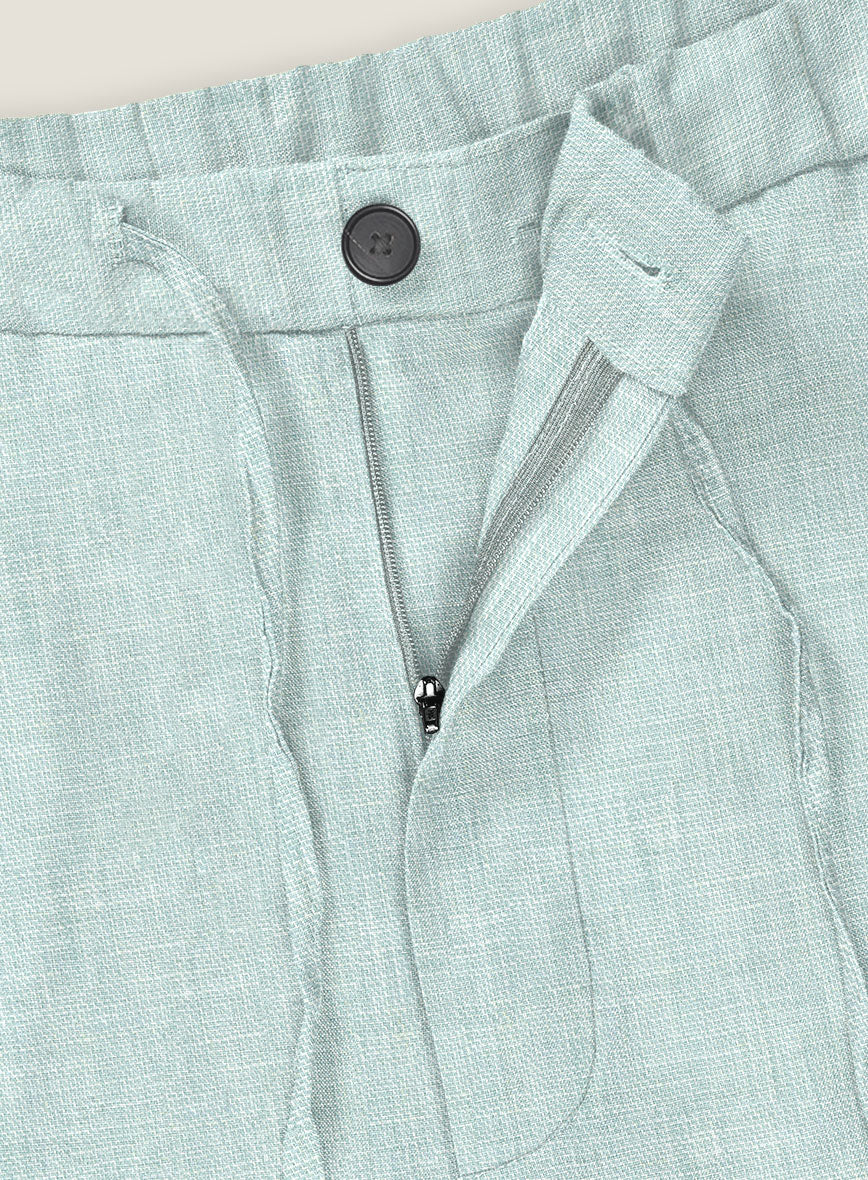 Italian Linen Mint Green Shorts - Image 4