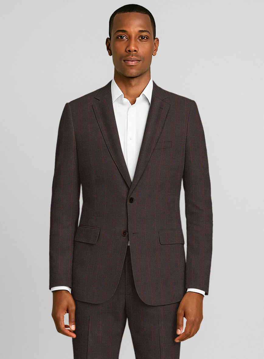 Italian Linen Mocha Brown Stripe Jacket - Image 2