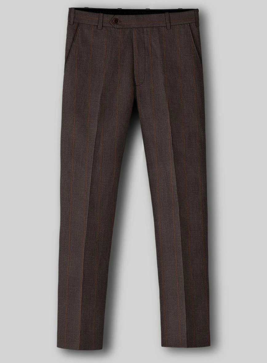 Italian Linen Mocha Brown Stripe Suit - Image 4