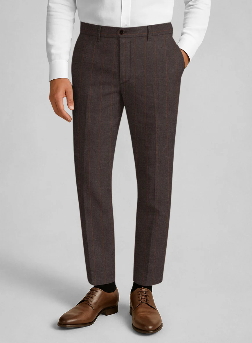 Italian Linen Mocha Brown Stripe Suit - Image 5
