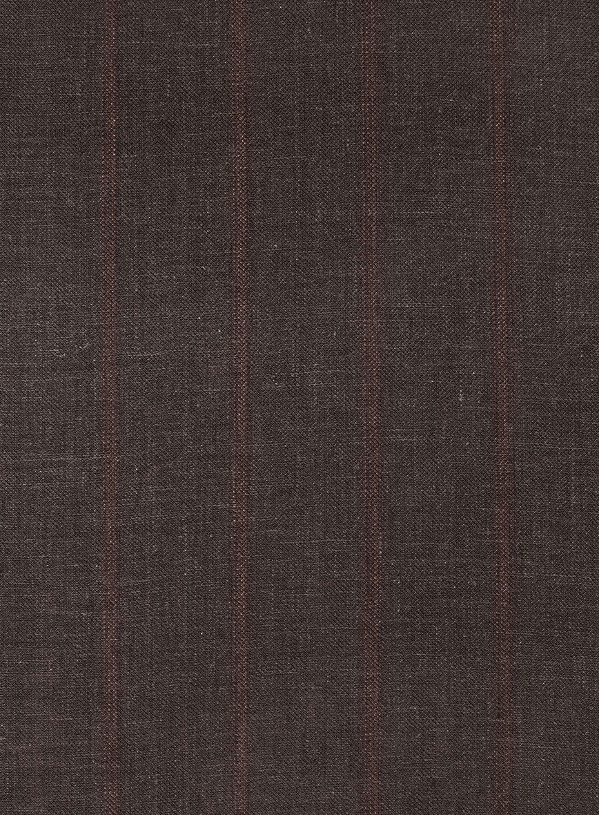 Italian Linen Mocha Brown Stripe Jacket - Image 3