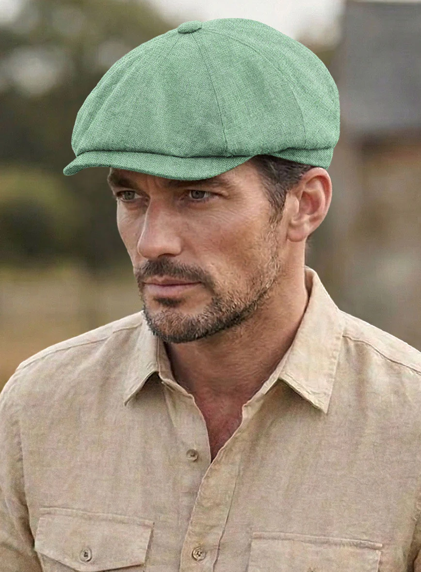 Italian Linen Mojito Green Newsboy Cap - Image 2
