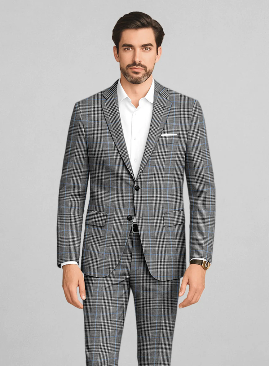 Italian Linen Monochrome Glen Check Jacket - Image 2