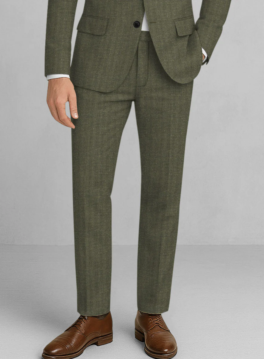 Italian Linen Olivano Herringbone Pants