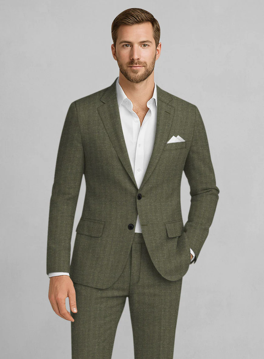 Italian Linen Olivano Herringbone Suit - Image 3