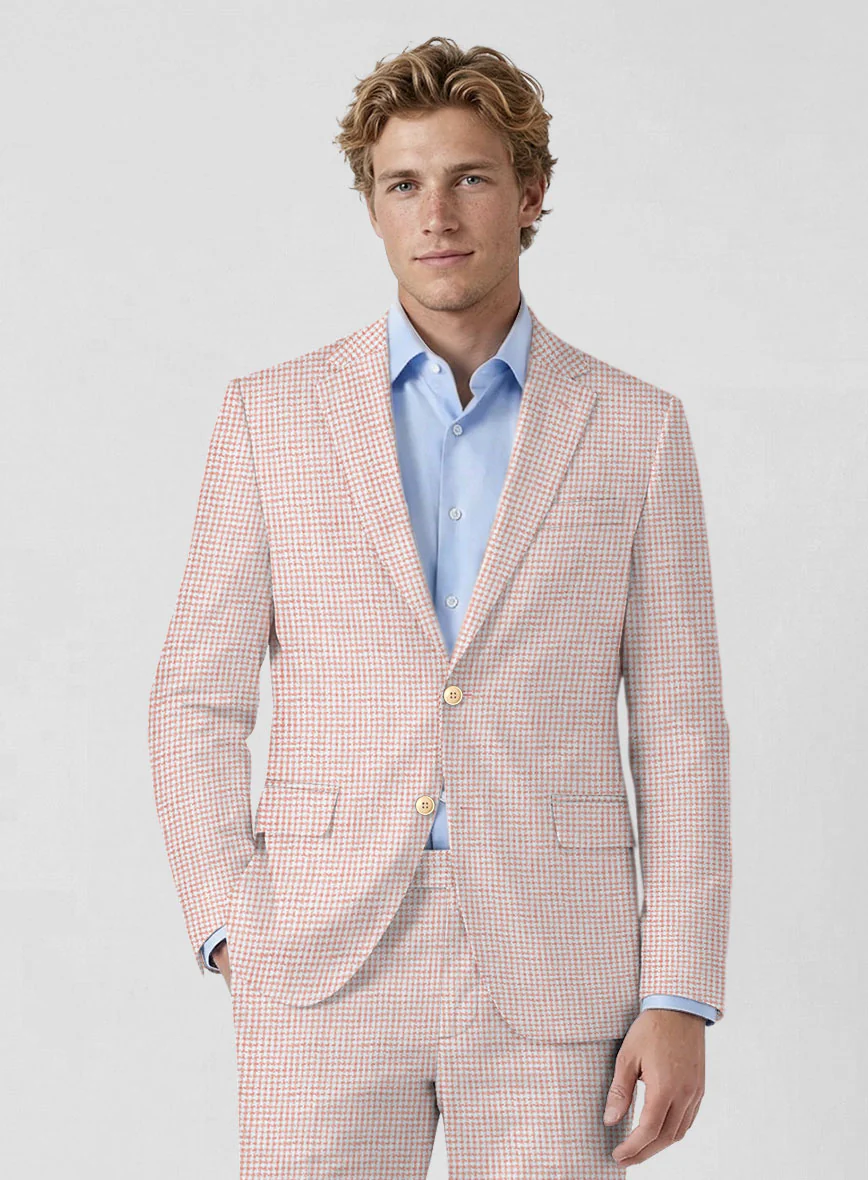 Italian Linen Rubino Houndstooth Jacket - Image 2