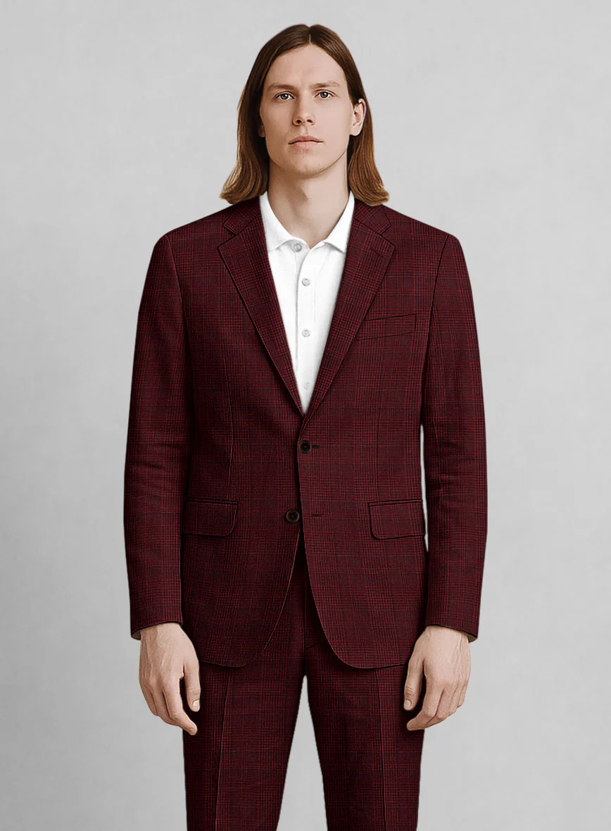 Italian Linen Ruby Glen Check Jacket - Image 2
