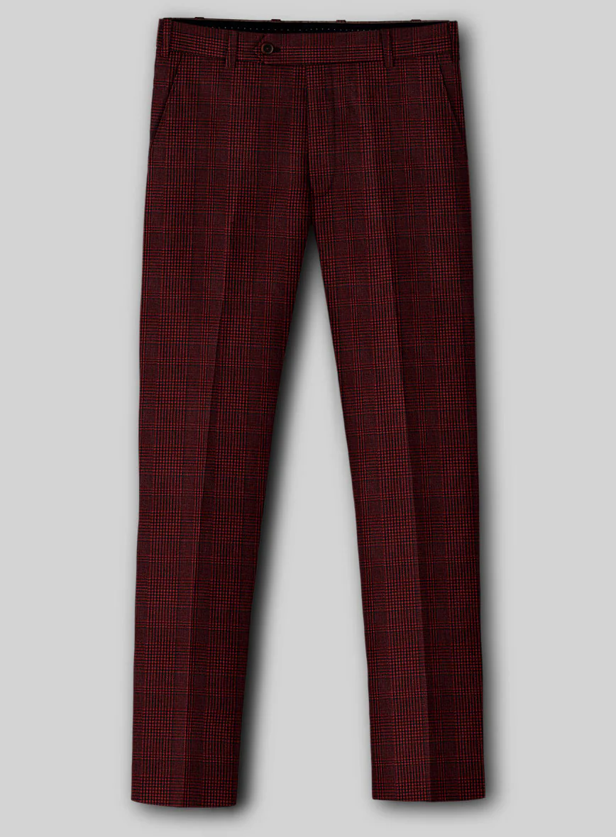 Italian Linen Ruby Glen Check Pants - Image 2