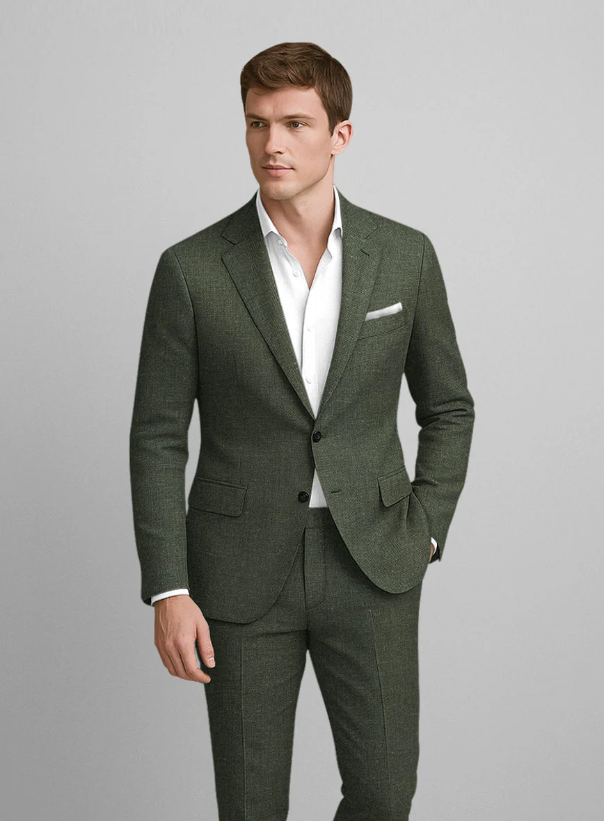 Italian Linen Seaweed Olive Suit - Image 3