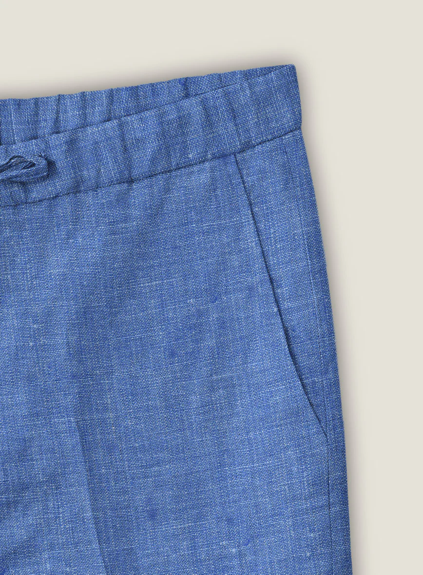 Italian Linen Smoked Blue Shorts - Image 3