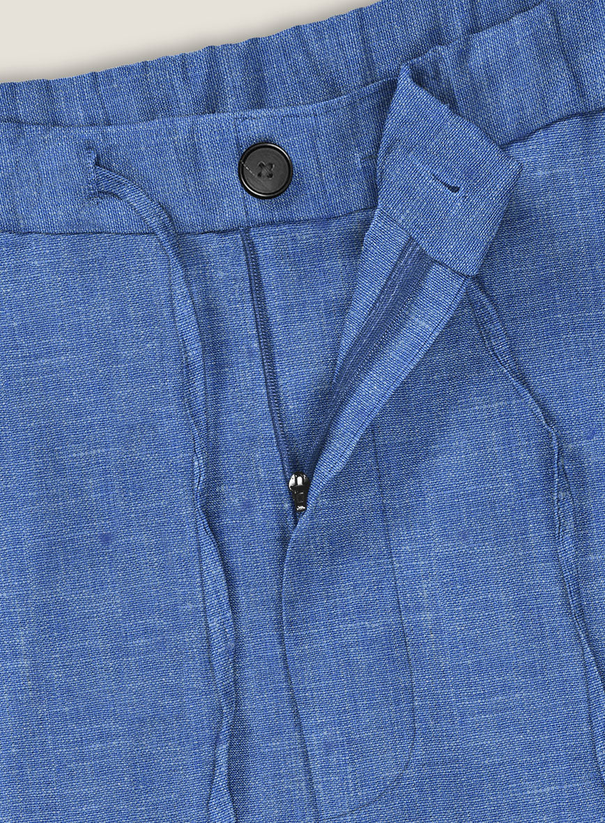 Italian Linen Smoked Blue Shorts - Image 5