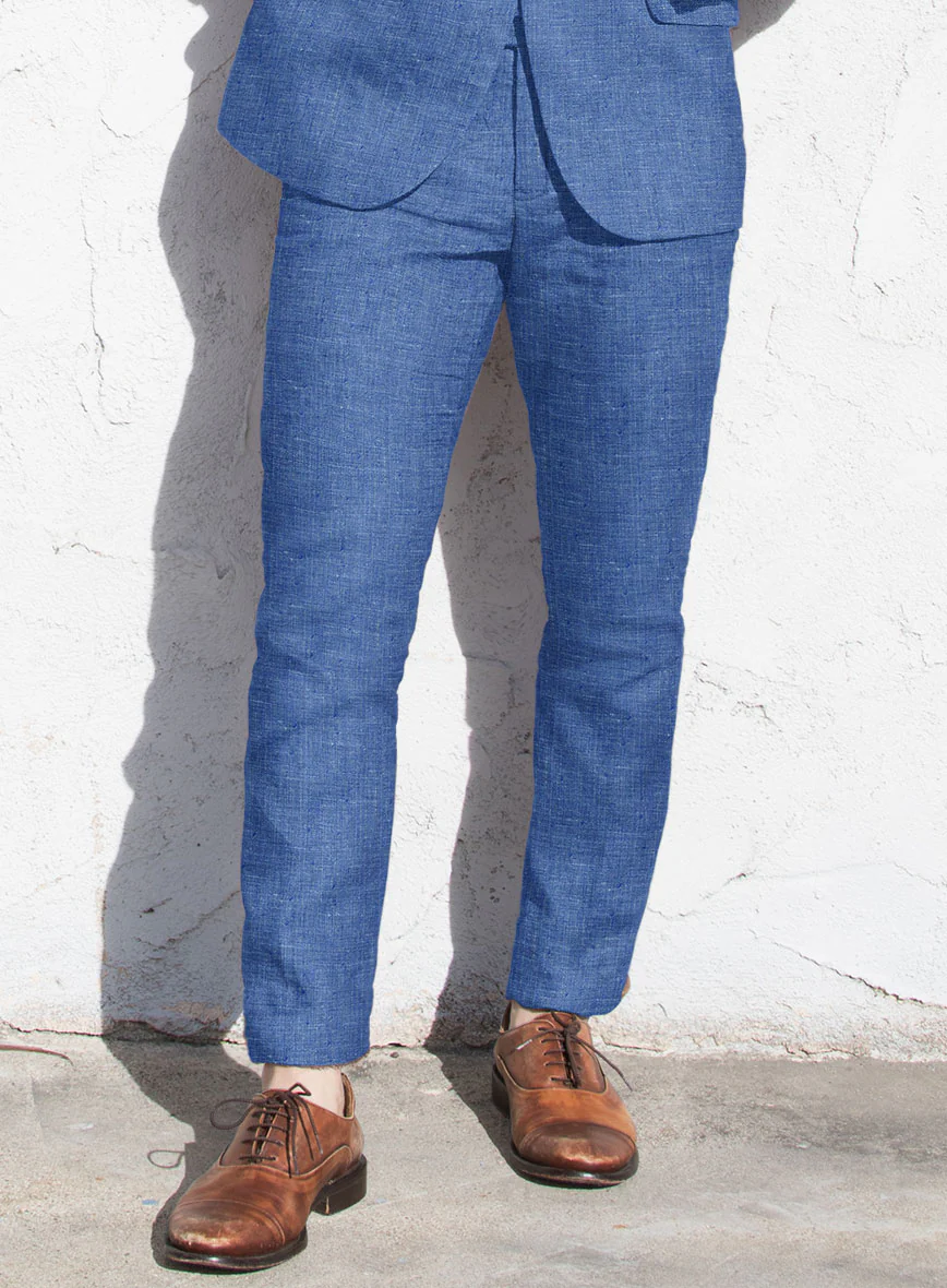 Italian Linen Smoked Blue Suit - Image 5